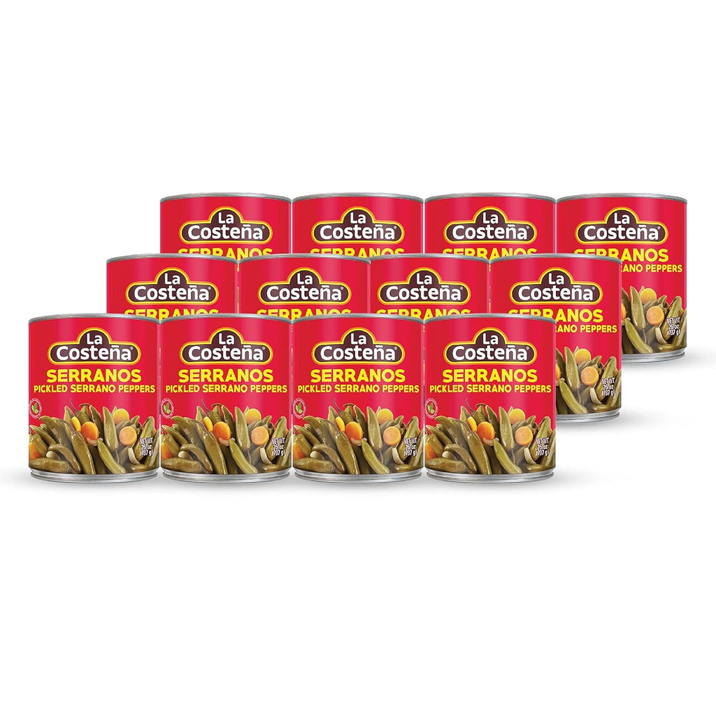 Serrano Peppers 26 oz | Can Pickled Serranos Peppers | By La Costeña