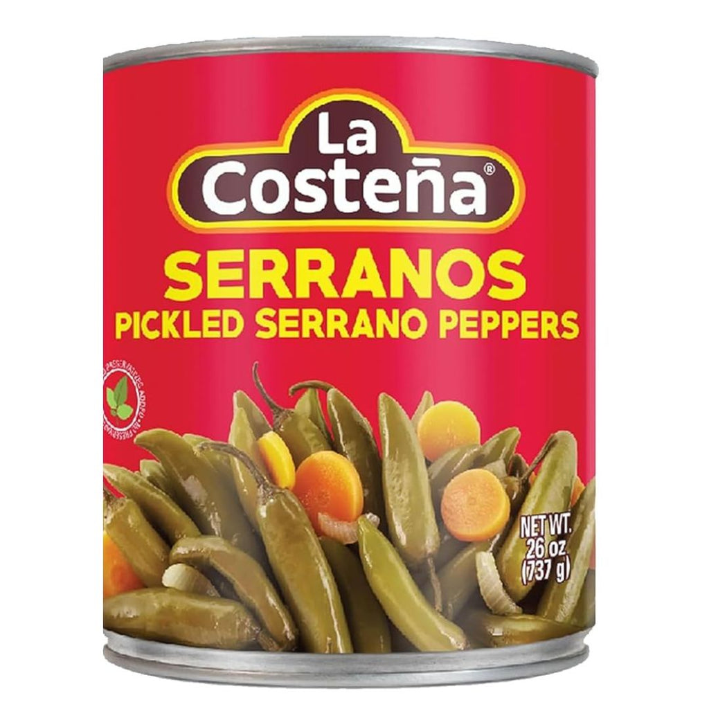 Serrano Peppers 26 oz | Can Pickled Serranos Peppers | By La Costeña