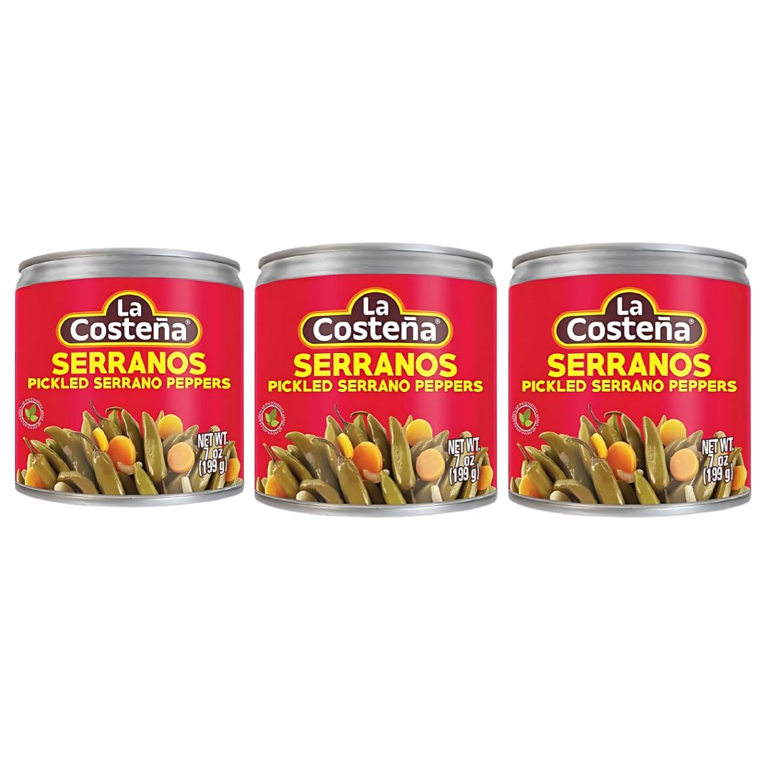 Serrano Peppers 7 oz | Can Pickled Serranos Peppers | By La Costeña