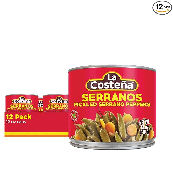 Serrano Peppers 12 oz | Can Pickled Serranos Peppers | By La Costeña
