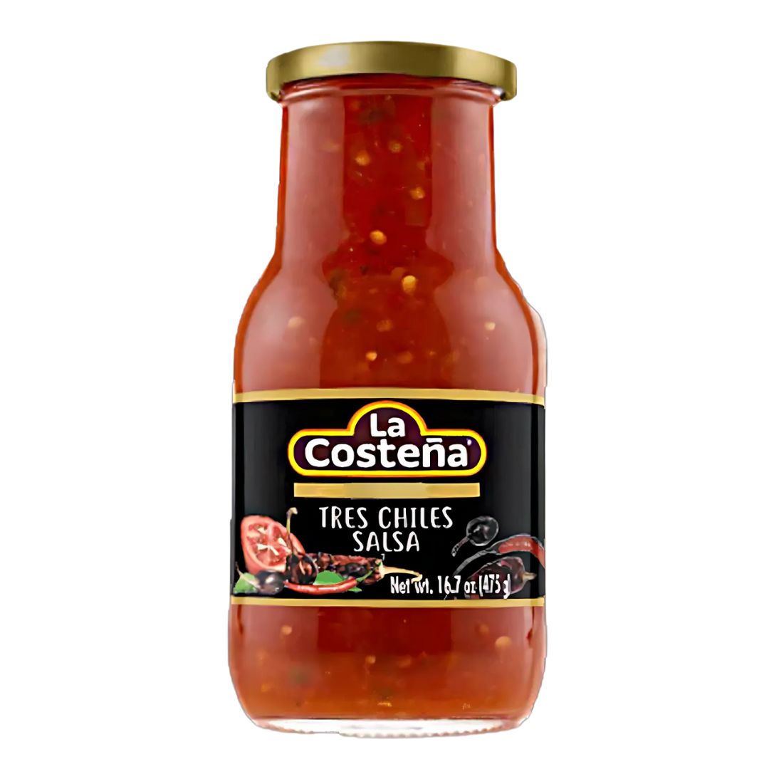 Tres Chiles Salsa Gourmet 16.5 oz | Jar Three Chili Sauce Gourmet 475g | By La Costeña